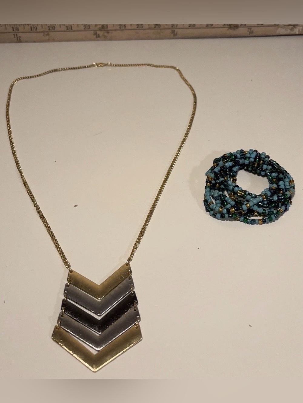 Stainless Steel Jewelry Bundle~Hoop Earrings, Chevron Necklaces & Bead Bracelet